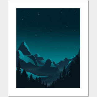 Teal Twilight Landscape Posters and Art